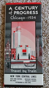 1934 A Century Of Progress 1934 Chicago Worlds Fair.  Travel By Train - Bild 1 von 2