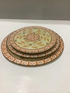 Set of 3 Temptations by Tara Old World Orange Glass Trivets 7.5", 6.5", 5.5" - Picture 1 of 3
