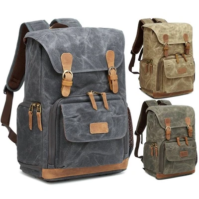Camera Backpack Large Waterproof Canvas Laptop Rucksack Bag for DSLR SLR Canon - Image 1 of 4