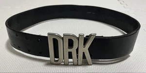 Dirk Bikkembergs Dark Buckle Belt 46 US 36 Leather Logo Casual Used - Picture 1 of 9