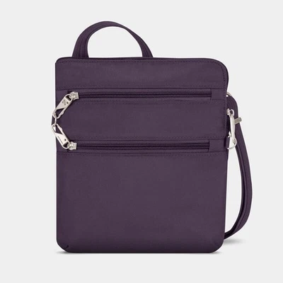 $120 Travelon Anti-Theft Classic Slim Double Zip Crossbody Shoulder Bag Purple - Image 1 of 4