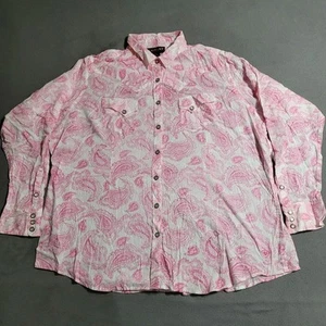 ARIAT WESTERN SHIRT Women's Size 2X Pink Paisley Pearl Snap Long Sleeve - Picture 1 of 7
