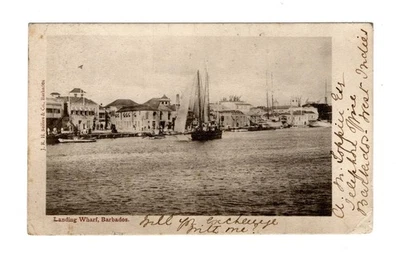 H656 Barbados - Landing Wharf - Postal temprana a Canadá - alrededor de 1905 - Foto 1 de 2