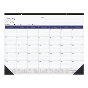 Calendario de almohadilla de escritorio mensual Blueline DuraGlobe 2026, 22" x 17", azul/blanco - Imagen 1 de 8