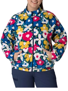 RARE Zoe + Chloe Floral Fleece Zip Jacket XL Colorful Boxy Fit Cozy - Bild 1 von 8