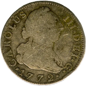 ☆ SPANISCHES SILBER • 2 ECHTE 1772 • MADRID PJ • CARLOS III ☆ SPANIEN HISPANIC ☆D1954 - Bild 1 von 4