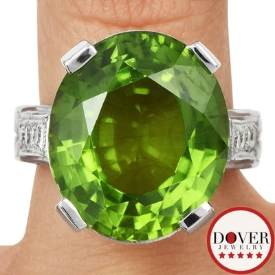 Estate бриллиант 19,05 карат перидот 14K золото Pave текстурированный коктейльное кольцо 13,7 г NR - Изображение 1 из 4