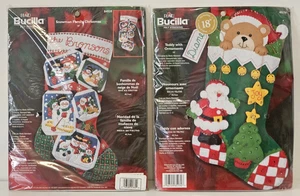 Plaid Bucilla Felt Stocking Kit Teddy With Ornaments & Snowman Family Christmas - Foto 1 di 13