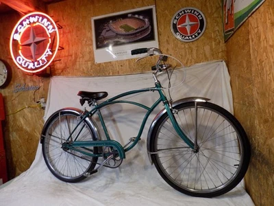 1954 SCHWINN CORVETTE  MENS 3-SPEED BIKE GREEN CHEVY TYPHOON JAGUAR PANTHER S7! - Image 1 of 4