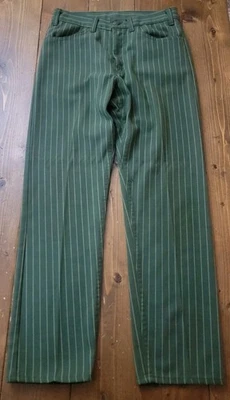 Vintage 1960 Levis Mens Sta-Prest Green Striped Pleated Jeans Dress Slacks Pants - Image 1 of 4
