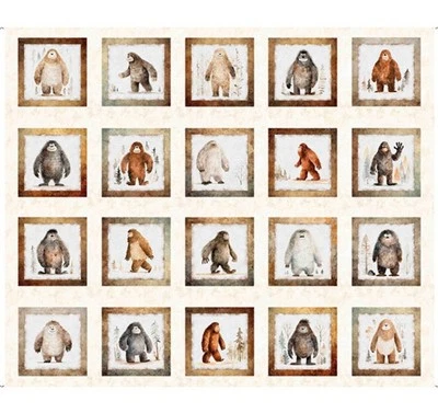 "Bigfoot" Bigfoot Picture Patches Fabric! 100% Cotton 1yd•BTY•QT Fabrics•FastShi - Image 1 of 4