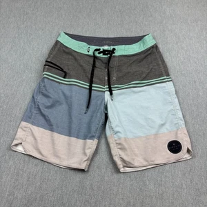 Rip Curl Shorts Mens 32 Gray Green Striped Mirage Surf Board Swim Trunks Beach - Picture 1 of 9