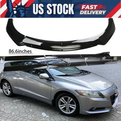 GlossBlack Front Bumper Spoiler Lip+Side Skirts 86.6"/2.2m For 2011 Honda CRZ EX - Image 1 of 4