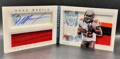 2013 Panini Playbook Doug Martin Game Worn Dual Patch Auto ShadowBox Booklet /25 - Image 1 of 4