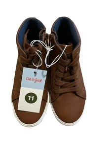 Cat & Jack Little Boy's Shoes Brown Mateo Style Lace Zip Up Sneakers Size 11 - Picture 1 of 9