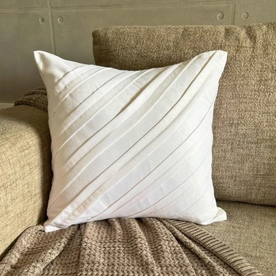 Couch Pillow Cover White 16"x16", Sofa Decor Faux Suede - Contemporary White - Image 1 of 4