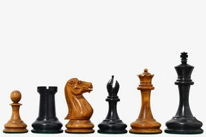 1849 Cooke Jaques Staunton Weighted Chess Pieces Ebony & Antique Boxwood 3.5" - Picture 1 of 9