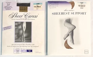 2 Pair JC Penney Pantyhose Sheerest Support Sand & Sheer Support Sable LONG NOS - Picture 1 of 3