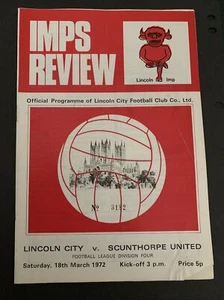 1972 Lincoln City V Scunthorpe United Football/soccer Programme - Picture 1 of 4