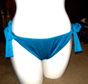 NEW Betsey Johnson aqua peacock bikini swimsuit FRENCH PASTRY MEDIUM tie bottom - Picture 1 of 2