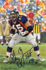 Tarjeta artística autografiada por Gary Zimmerman Denver Broncos Goal Line azul certificado de autenticidad PSA - Imagen 1 de 3