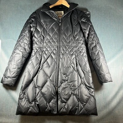Chaqueta acolchada con capucha desmontable Eddie Bauer para mujer talla M negra plumón de ganso Foto 1 de 4