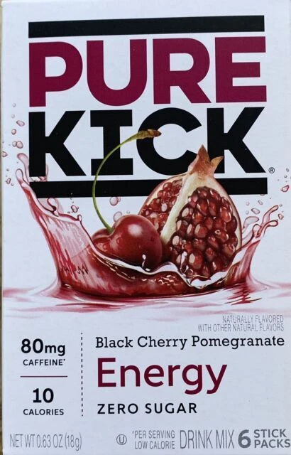 Pure Kick Black Cherry Pomegranate Energy Drink Mix - 0.63 oz (6 Singles to Go Pack)