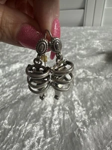 Sterling Silver Vintage Spiral 925 Earrings - Picture 1 of 10