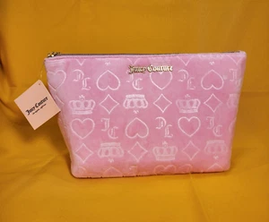 Juicy Couture Rosa Samt Krone Herz JC Monogramm Make-up Kosmetik Reisetasche NEU - Bild 1 von 13