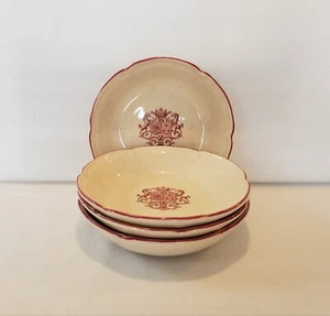 Niderviller Bowls 7 3/4 Inch Armorial Soup Cereal Red Center Crest Trim Set Of 4 - Picture 1 of 11