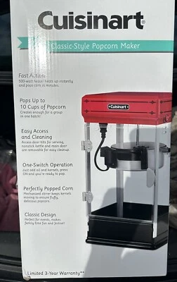 Cuisinart Electric Popcorn Maker CPM-28 10 Cup Carnival Style  NEW - Image 1 of 4