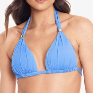 Lauren Ralph Lauren Beach Club einfarbig geformtes Cup Neckholder Bikini Oberteil himmelblau 2 neu mit Etikett - Bild 1 von 2