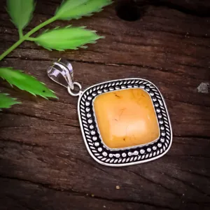 Astounding Baltic Amber Gemstone 925 Sterling Silver Handmade Pendant 2.3" - Picture 1 of 4