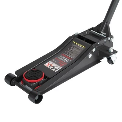 3-Ton Low Profile Hydraulic Steel Floor Jack with Dual Pistons Pump, Red - Image 1 of 4