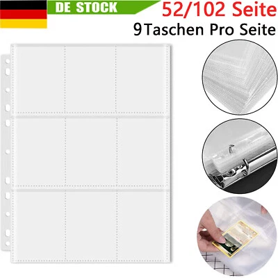 102 Seiten Sammelkarten Hüllen Folien Album Ordner Mappe Pokemon Karten 9-Pocket