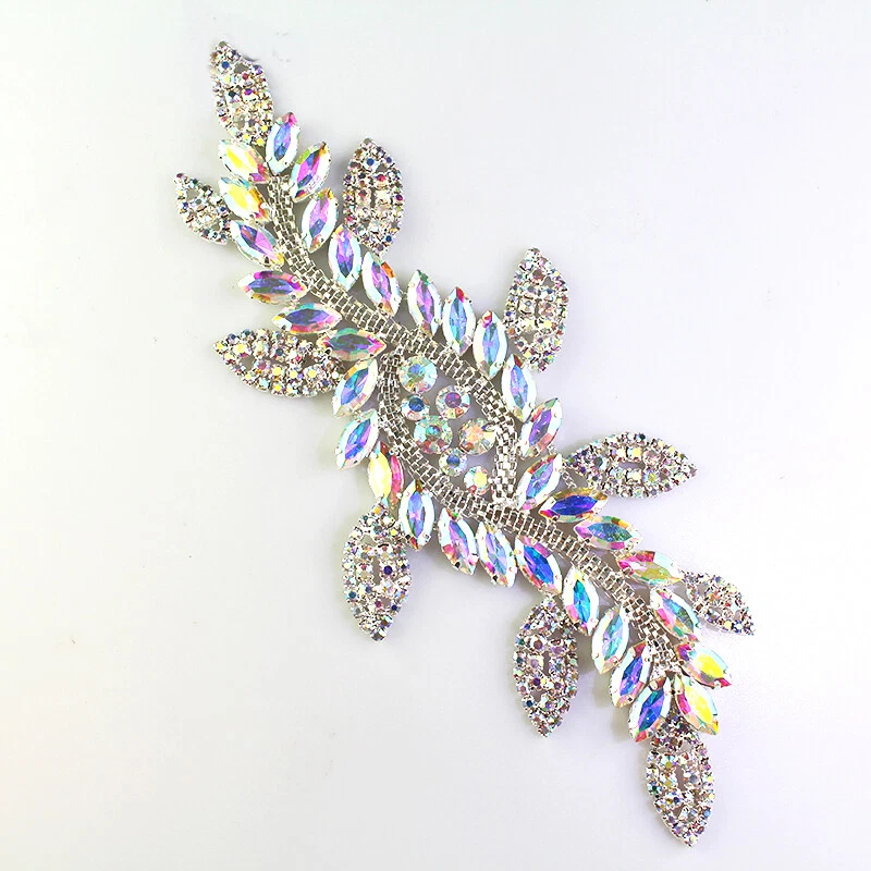 DIY Colorful Rhinestone Applique Motif Patch Wedding Bridal Costume Dress Craft - Image 1 of 4