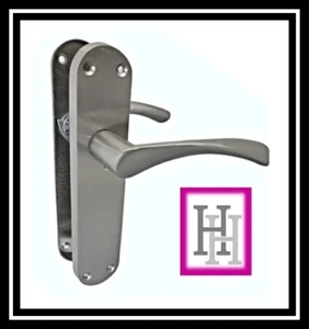 MODERN LATCH INTERIOR DOOR HANDLE SATIN FINISH - ARCHED HANDLES 1-15 PAIRS (D6) - Picture 1 of 11