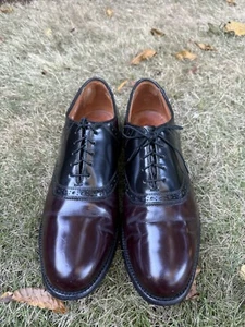 Allen Edmonds Shelton 8271 Burgundy Two Tone Saddle Oxford Dress Shoe 8.5 D - Picture 1 of 12