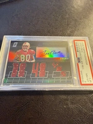 2006 Topps Paradigm Jerry Rice Triple Patch Auto /99 PSA 8 (Pop 1 - None Higher) - Image 1 of 4