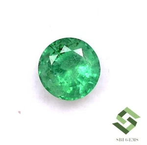 5 mm Certified Natural Emerald Round Cut 0.53 CTS Untreated Loose Gemstone - Picture 1 of 5