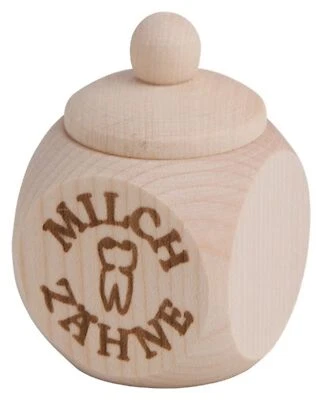 GRAVIDUS Milchzahn Dose mit Schraubverschluss Holzdose Milchzahndose Holz 4 x 4 x 6 cm