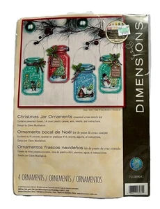 Dimensions Cross Stitch Kit ~ Set of 4 Christmas Jars Ornaments #70-08964 - Picture 1 of 2