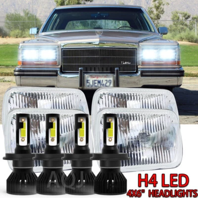 For Cadillac Fleetwood DeVille 1975-1986 4PCS 4x6 LED Headlights Hi-Lo Beam Foto 1 de 4