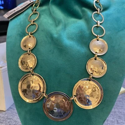 "Collar llamativo cierre palanca disco dorado Robert Lee Morris 20"" A7 nuevo con etiquetas" Foto 1 de 4