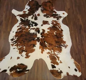 Premium Colombian Exotic Tricolor XLarge Natural Cowhide Rug 80"x90" - Picture 1 of 7