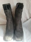 Franco Sarto Womens Magia Suede Zip Boot Buckle Detail Size 10 Med Gray