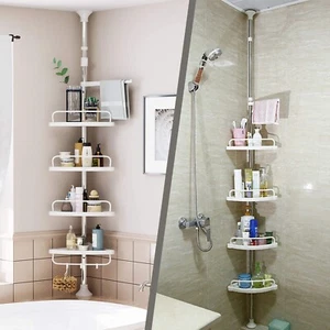 4 NIVELES AJUSTABLE BAÑO DUCHA ESTANTE ESQUINA CADDY ORGANIZADOR RACK TOALLA - Imagen 1 de 7