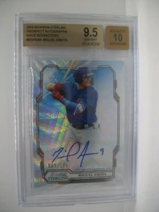 MIGUEL AMAYA 2019 Bowman Sterling Wave Refractor AUTO BGS GEM MINT 9.5 Cubs - Picture 1 of 1