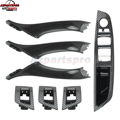 Carbon Fiber Inner Door Panel Handle Pull Trim Cover For BMW 520i 520d 523i 525i - Image 1 of 4