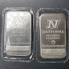 Pair of Vintage National Refiners 1 oz Fine Silver Bar Portrait style Sealed